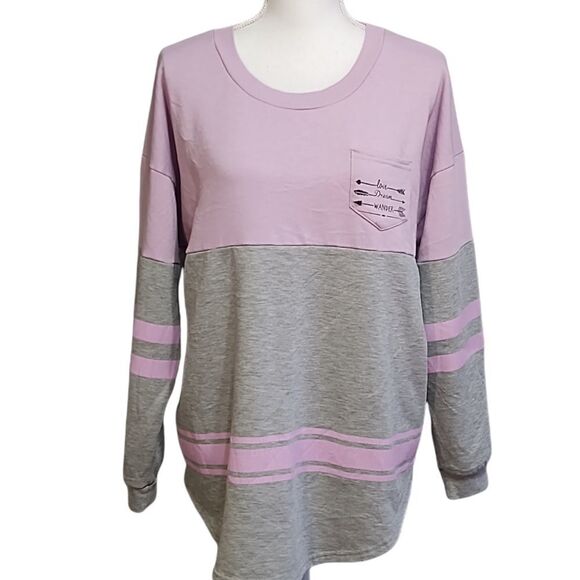 Justify Gray Lilac Long Sleeve Sweatshirt L - Picture 1 of 5